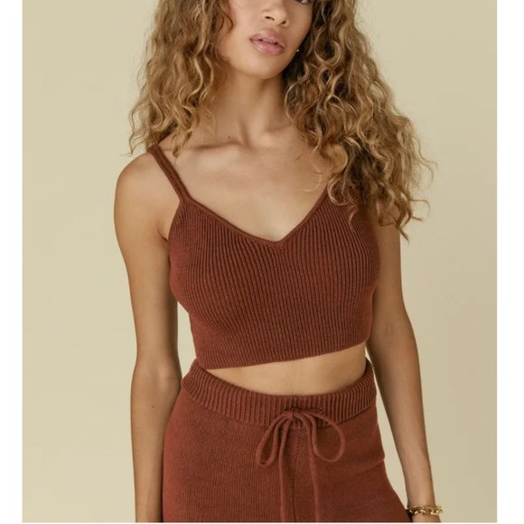 Reformation Lita Cropped Tank & Pant Two-Piece Set - Chestnut - Picture 3 of 8
